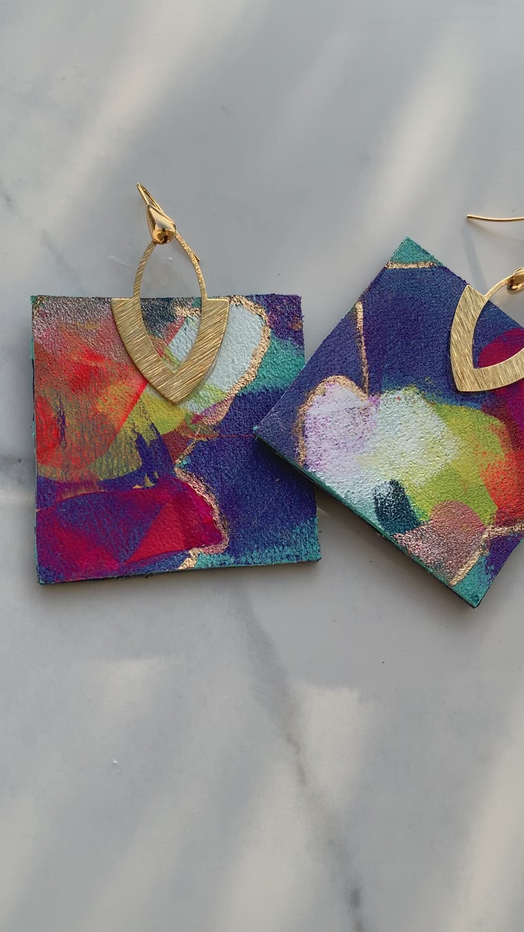 Hand-painted leather earrings 